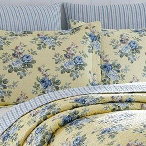 LAURA ASHLEY Linley FLORAL Full/Queen 3 PC. QUILT Set